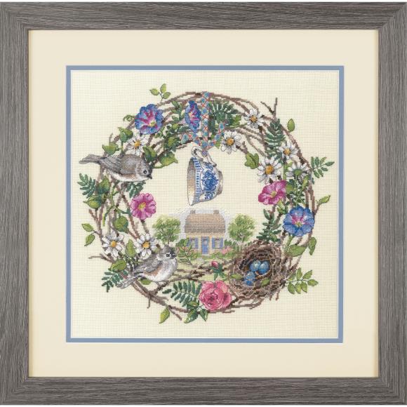 (image for) Gold Collection Cottage Wreath Counted Cross Stitch Kit